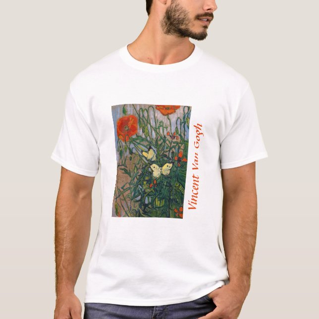 Vincent van Gogh - Butterflies och Poppies T Shirt (Framsida)