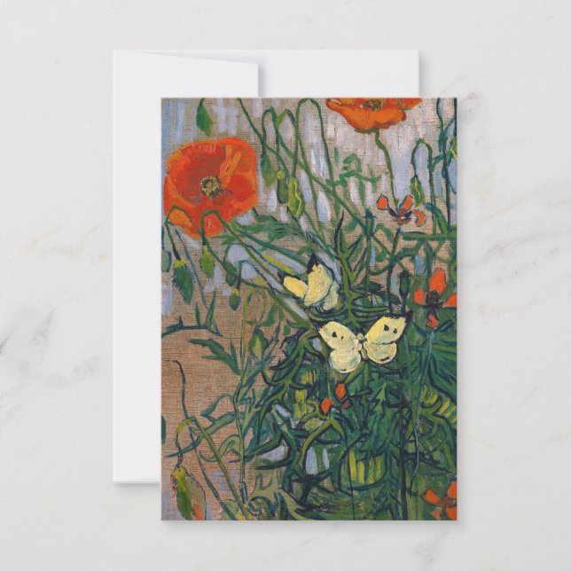 Vincent van Gogh - Butterflies och Poppies Tack Kort (Framsida)