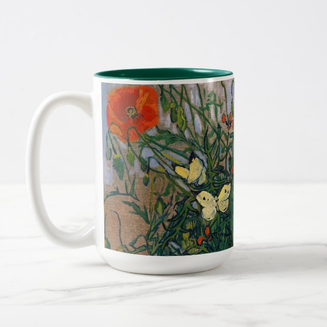 Vincent van Gogh - Butterflies och Poppies Två-Tonad Mugg (Vänster)