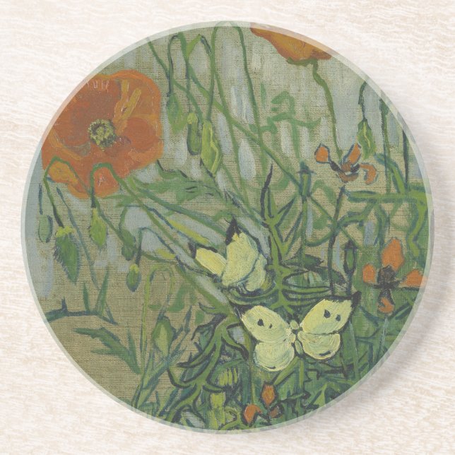 Vincent van Gogh - Butterflies och Poppies Underlägg Sandsten (Framsidan)