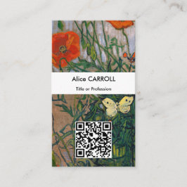Vincent van Gogh - Butterflies & Poppies - QR-kod Visitkort