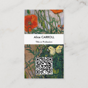 Vincent van Gogh - Butterflies & Poppies - QR-kod Visitkort