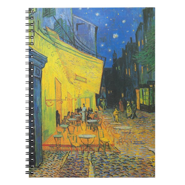 Vincent Van Gogh Cafe Terrace i natt Anteckningsbok Med Spiral (Framsidan)