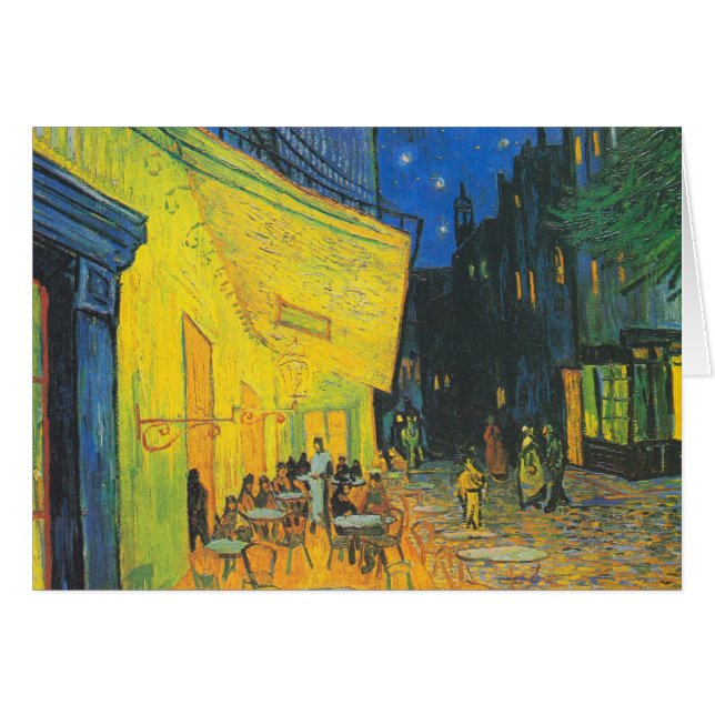 Vincent Van Gogh Cafe Terrace i natt Hälsningskort (Framsidan Horizontal)