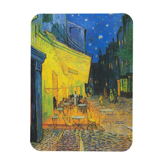 Vincent Van Gogh Cafe Terrace i natt Magnet (Vertikal)