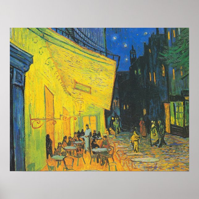 Vincent Van Gogh Cafe Terrace i natt Poster (Framsidan)
