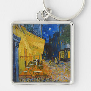 Vincent van Gogh - Cafe Terrace på natten Fyrkantig Silverfärgad Nyckelring