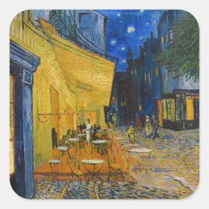 Vincent van Gogh - Cafe Terrace på natten Fyrkantigt Klistermärke
