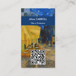 Vincent van Gogh - Cafe Terrace på natten - QR-kod Visitkort