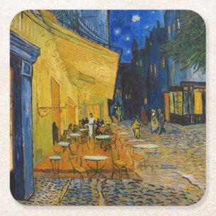 Vincent van Gogh - Cafe Terrace på natten Underlägg Papper Kvadrat
