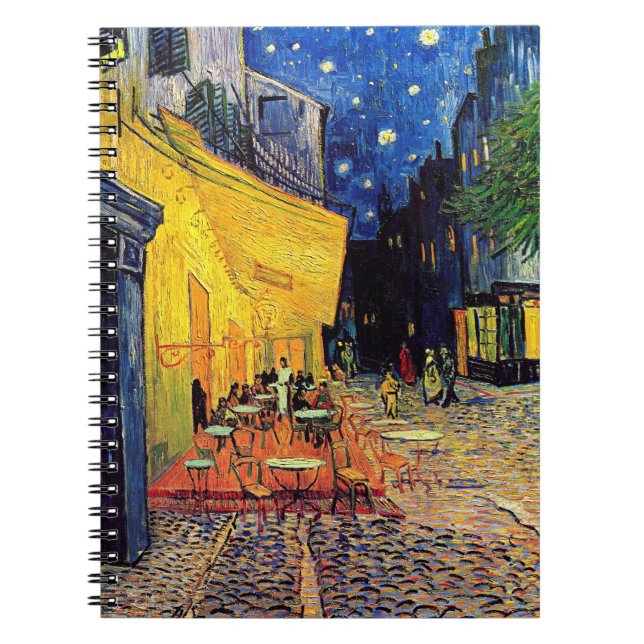 Vincent Van Gogh - Cafe Terrace på nattkonst Anteckningsbok (Framsidan)