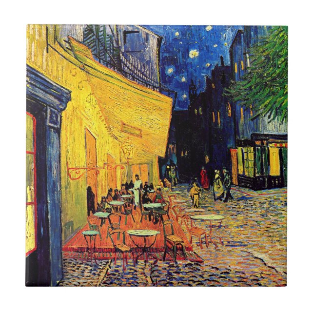 Vincent Van Gogh - Cafe Terrace på nattkonst Kakelplatta (Framsidan)