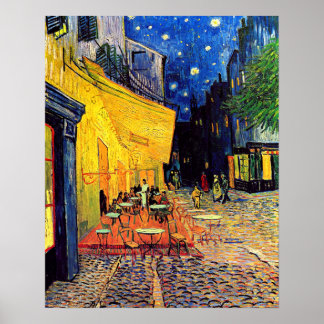 Vincent Van Gogh - Cafe Terrace på nattkonst Poster