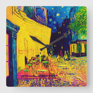 Vincent Van Gogh - Cafe Terrace på nattpop Art Fyrkantig Klocka