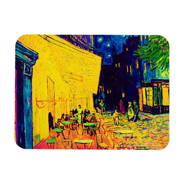 Vincent Van Gogh - Cafe Terrace på nattpop Art Magnet (Horisontell)