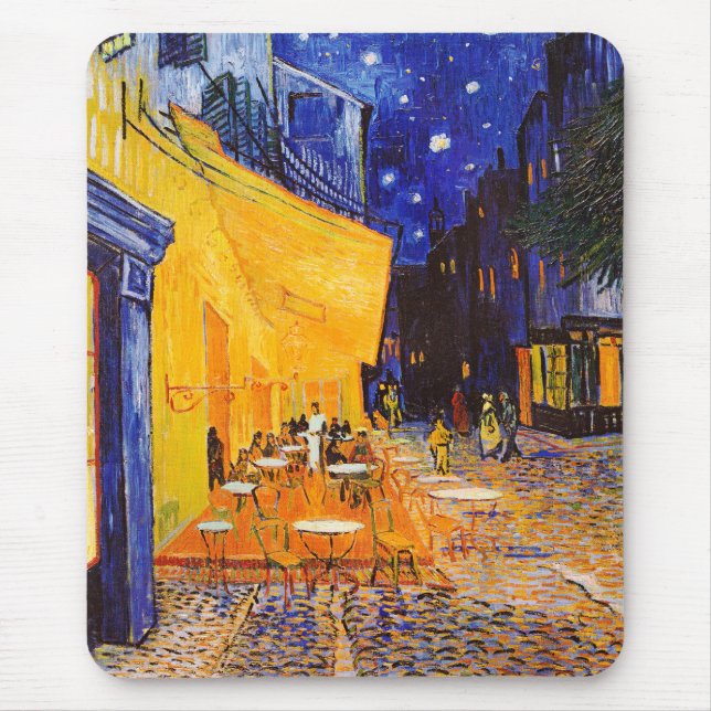 Vincent van Gogh Cafe Terrace vid Nattfina konst Musmatta (Framsidan)