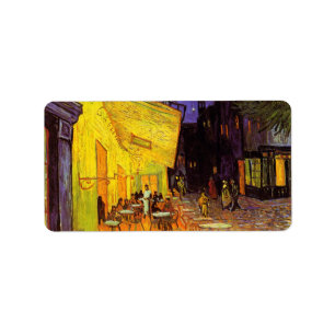 Vincent Van Gogh Cafe Terrace vid nattkonst Adressetikett