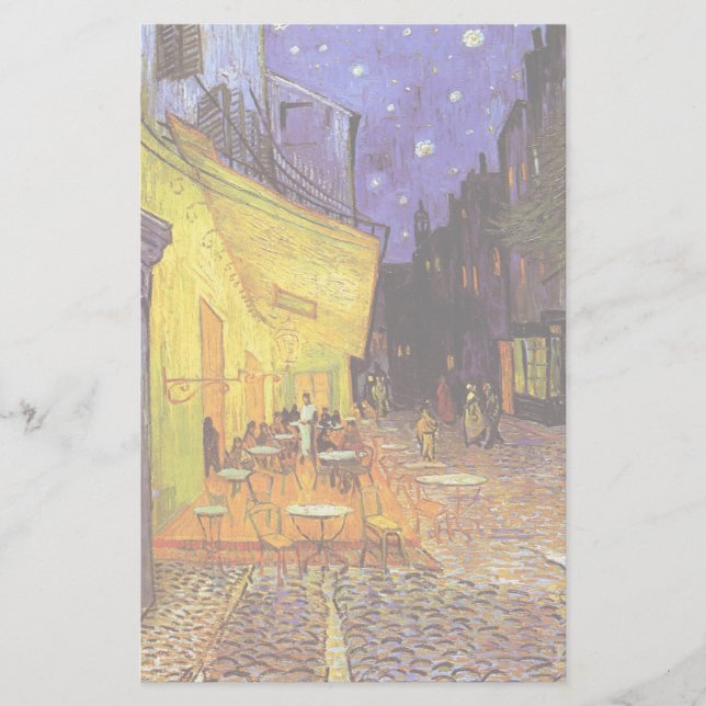 Vincent Van Gogh Cafe Terrace vid nattkonst Brevpapper (Framsida)