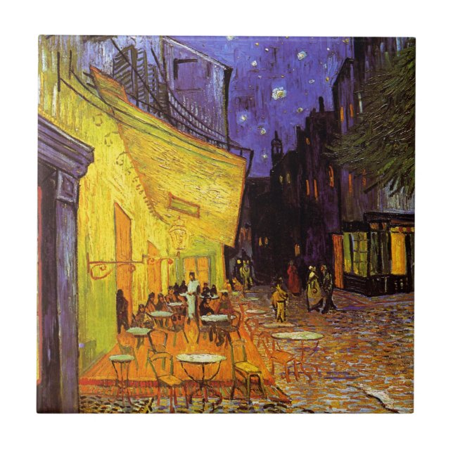 Vincent Van Gogh Cafe Terrace vid nattkonst Kakelplatta (Framsidan)