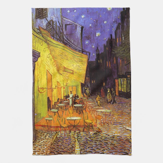 Vincent Van Gogh Cafe Terrace vid nattkonst Kökshandduk (Vertikal)