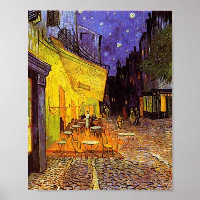 Vincent Van Gogh Cafe Terrace vid nattkonst Poster (Framsidan)