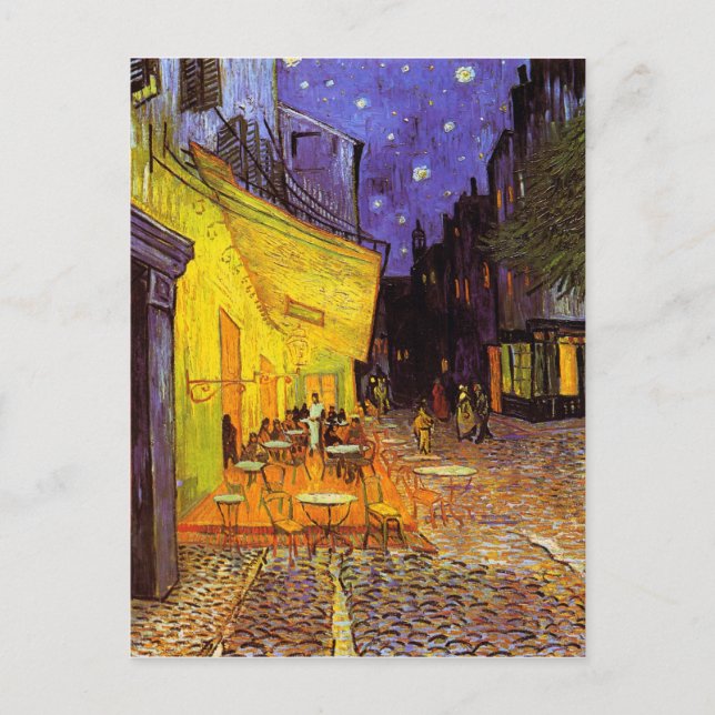 Vincent Van Gogh Cafe Terrace vid nattkonst Vykort (Framsida)