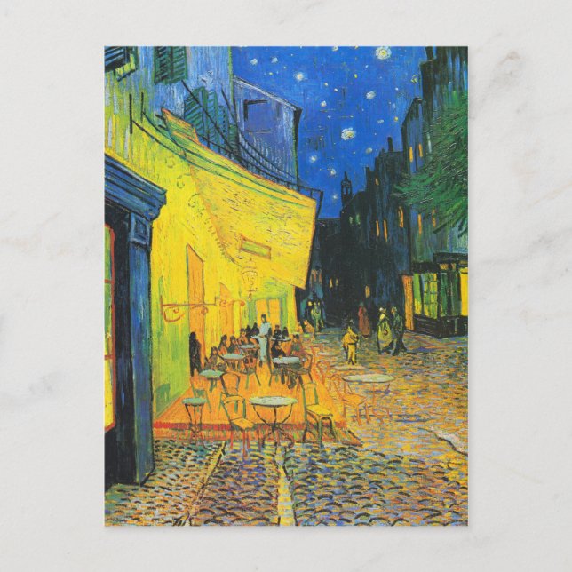 Vincent Van Gogh Cafe Terrace vid nattkonst Vykort (Framsida)