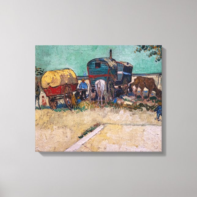 Vincent Van Gogh - Caravans, zigenarlägret nära Ar Canvastryck (Framsida)