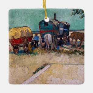 Vincent Van Gogh - Caravans, zigenarlägret nära Ar Julgransprydnad Keramik