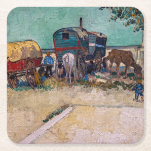 Vincent Van Gogh - Caravans, zigenarlägret nära Ar Underlägg Papper Kvadrat