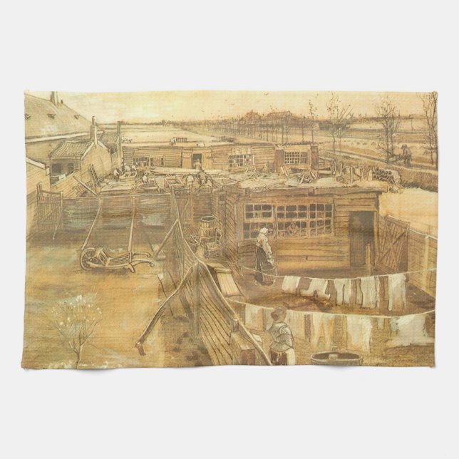 Vincent van Gogh - Carpenter's Yard och Tvätt Kökshandduk (Horisontell)