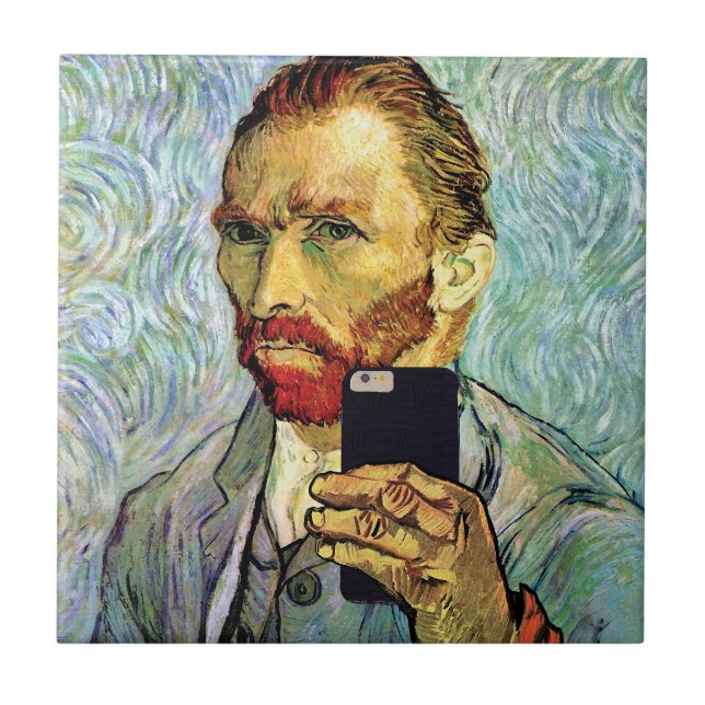 Vincent Van Gogh Cellphone Selfie Självporträtt Kakelplatta (Framsidan)
