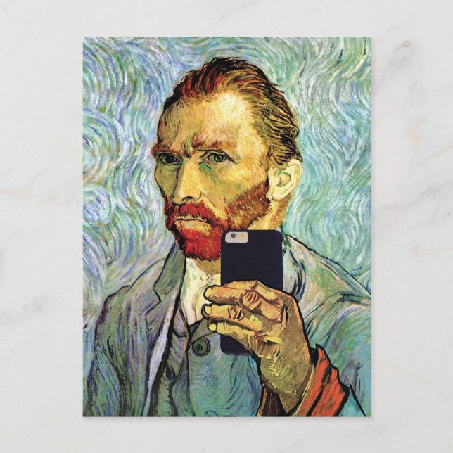 Vincent Van Gogh Cellphone Selfie Självporträtt Vykort (Framsida)