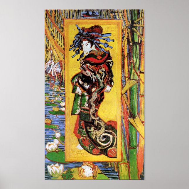 Vincent Van Gogh - Courtesan - Japanska Geisha Poster (Framsidan)