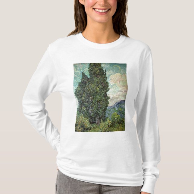 Vincent Van Gogh | Cypresses, 1889 Tee Shirt (Framsida)