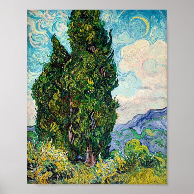 Vincent Van Gogh Cypresses Fine Art Poster (Framsidan)
