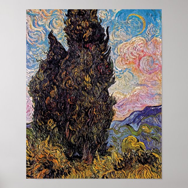 Vincent Van Gogh - Cypresses Fine Art Träd Älskare Poster (Framsidan)
