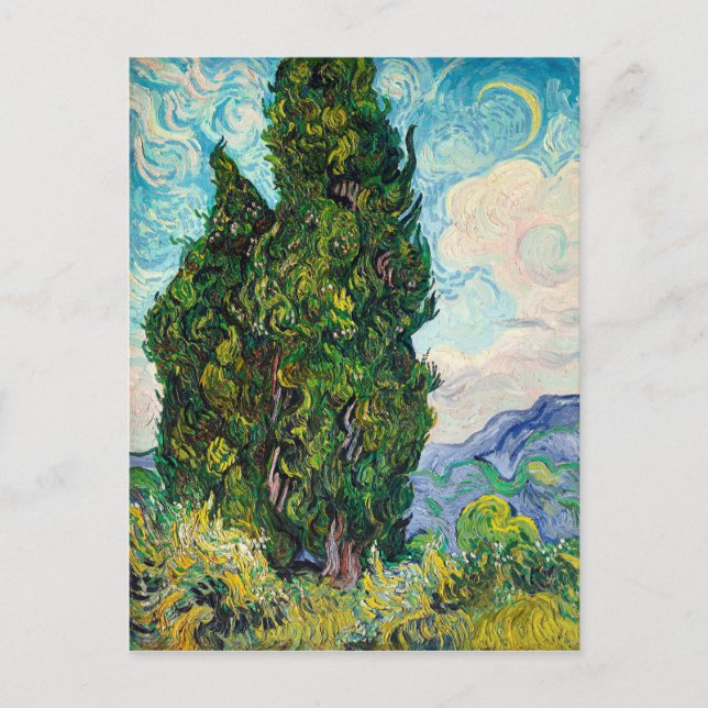 Vincent Van Gogh Cypresses Fine Art Vykort (Framsida)