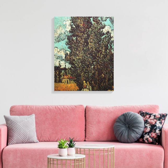 Vincent van Gogh, Cypresses och Two Women Canvastryck (Insitu (Vardagsrum))