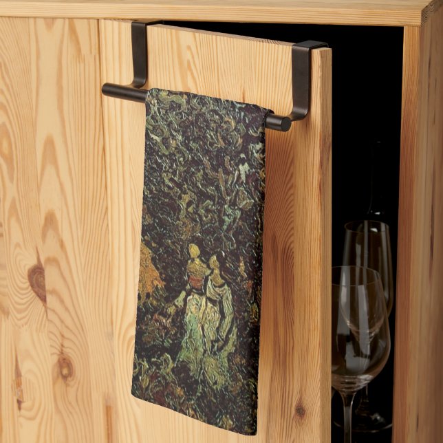 Vincent van Gogh, Cypresses och Two Women Kökshandduk (Thirds Fold)