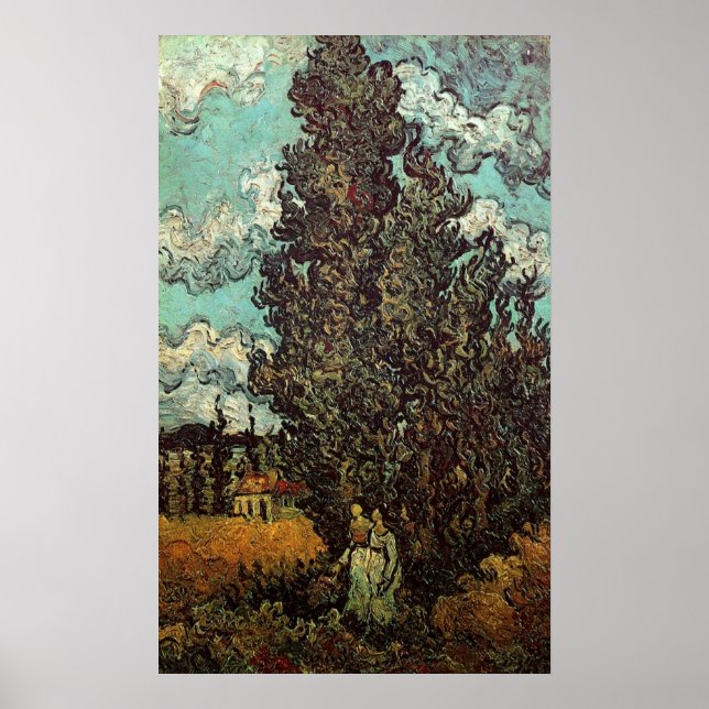 Vincent van Gogh, Cypresses och Two Women Poster (Framsidan)