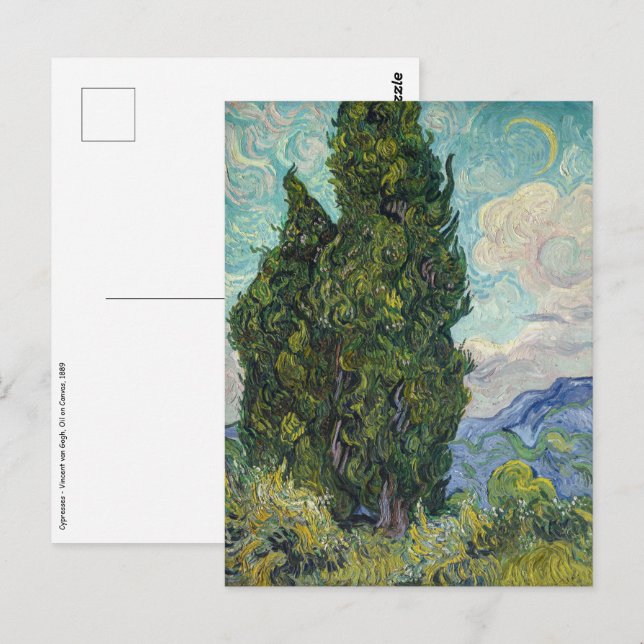 Vincent van Gogh - Cypresses Vykort (Fram/baksida)
