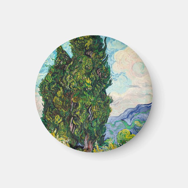 Vincent Van Gogh Cypressträd Finkonst Magnet (Framsidan)