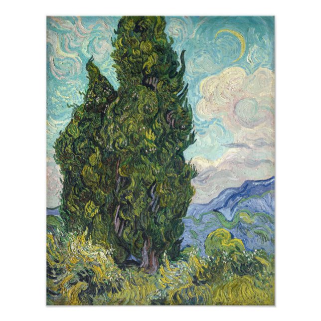 Vincent van Gogh - Cypressträd Fototryck (Framsidan)