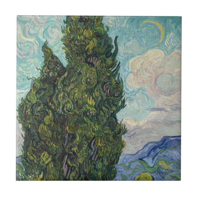 Vincent van Gogh - Cypressträd Kakelplatta (Framsidan)