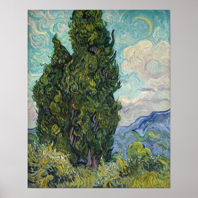 Vincent van Gogh - Cypressträd Poster (Framsidan)