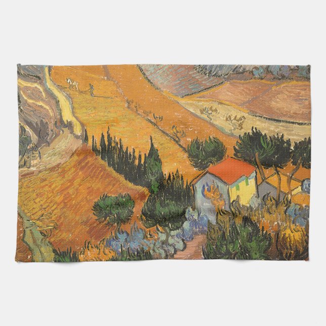 Vincent van Gogh - Dal med plogman Kökshandduk (Horisontell)
