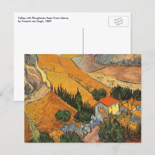 Vincent van Gogh - Dal med plogman Vykort (Fram/baksida)