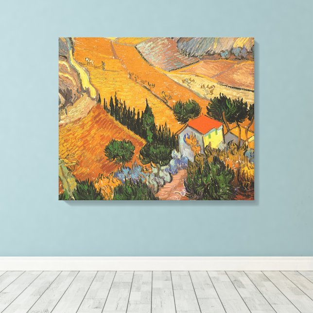 Vincent van Gogh - Dalgång med plogman Canvastryck (Insitu (trägolv))