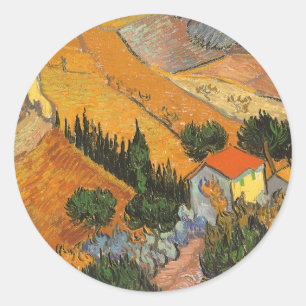 Vincent van Gogh - Dalgång med plogman Runt Klistermärke